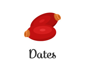 Two Red Dates Cartoon Illustration  Sweet Fruit Vector Graphic