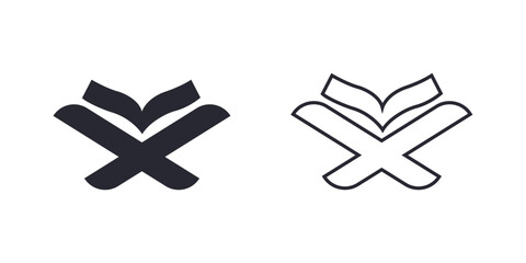Minimalist Quran Book Stand Icons  Outline And Filled Vector