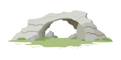Natural rock arch in a grassland