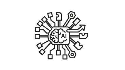 Artificial Intelligence Brain Circuitry Icon.