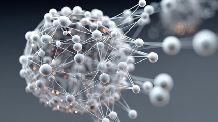 Abstract Blurry Molecule Connected Network Structure of Atoms Illustration