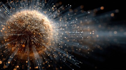 Artistic Light Burst With Radiating Lines Digital Fiber Optics Abstract