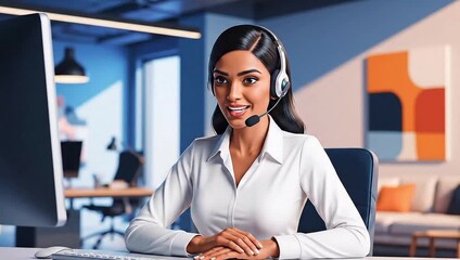 Professional Customer Service Representative Providing Support in Modern Office.