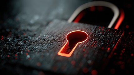 Futuristic Glowing Padlock with Red Outline for Security and Privacy