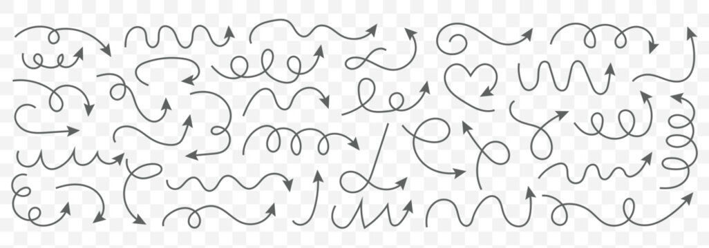 Elegant arrows set for business plan, presentation and education. Sign, Symbol, Hand drawn arrow collection