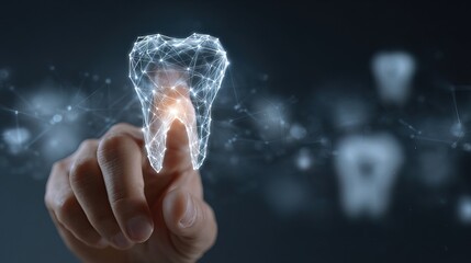 Abstract Polygonal Tooth with Hand Pointing Digital Connection Concept