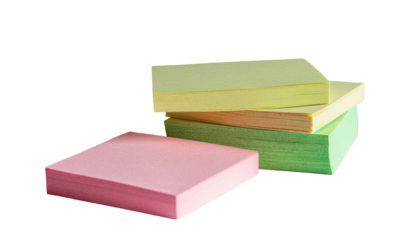 Stack of colorful, square, adhesive notes