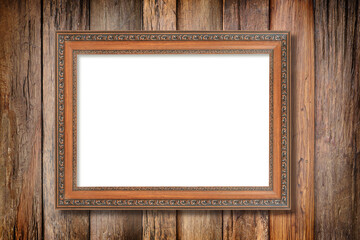 Frame on old wood vintage wall texture. background