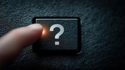 Close up of Finger About to Press Question Mark Button on Keyboard