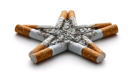 Creative Arrangement of Cigarettes Forming Star Shape Still Life Composition
