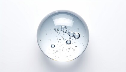 Clear sphere contains bubbles. Simple, clean design
