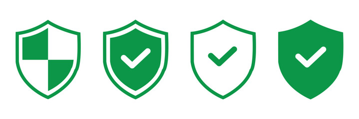 Obraz premium Secure your data with these modern blue shield icons featuring locks and checkmarks, perfect for digital protection and verification needs
