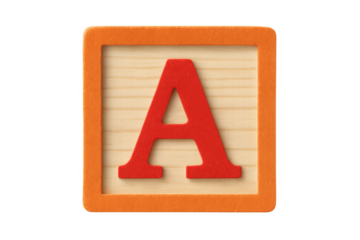 Wooden alphabet block showing letter a learning