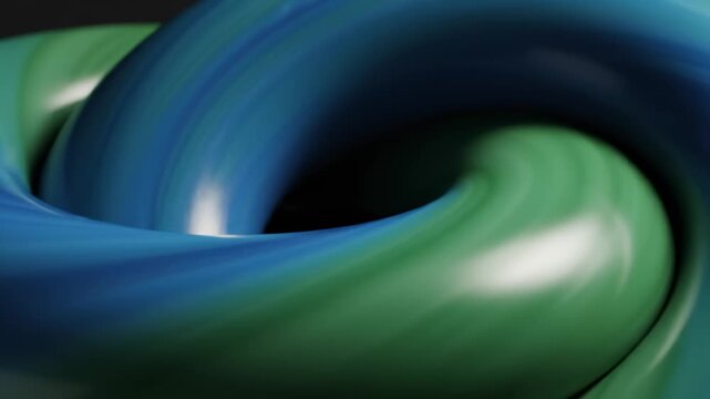 Abstract 3d Shape Shifting and Rotating With Blue and Green Gradient