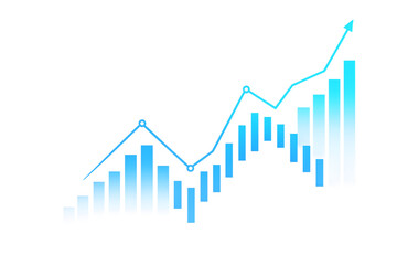 Financial Growth Chart with Rising Trend Line and Bar Graph