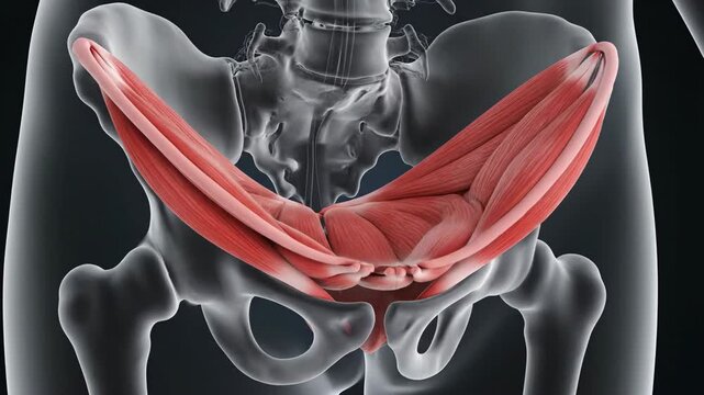 Pelvic Floor Muscles Anatomy 3D Medical Illustration