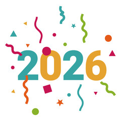 Vibrant 2026 celebration background with colorful confetti