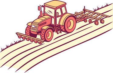 American Farm Machinery And Equipment. Land Cultivation Equipment Illustration. Modern American Agricultural Machinery. Farm Cultivation Equipment Design. American Farming Machinery Illustration