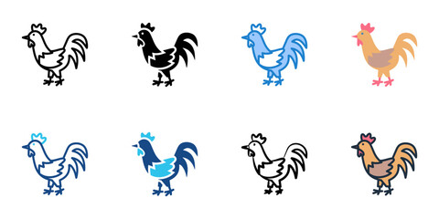 Obraz premium Chicken icons set multiple style collection. Editable stroke 