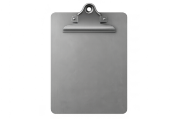 Blank metal clipboard with a clear transparent background