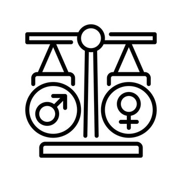 Gender Equality Line Icon, Outline Symbol for Sex Balance, Equal Opportunity, Female Rights, Diversity Fairness, and Social Parity. Vector Sign Icon.