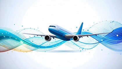 flying airplane abstract concept vector illustration