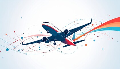 flying airplane abstract concept vector illustration