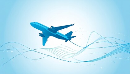 flying airplane abstract concept vector illustration