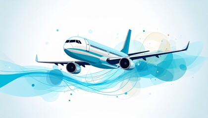 flying airplane abstract concept vector illustration