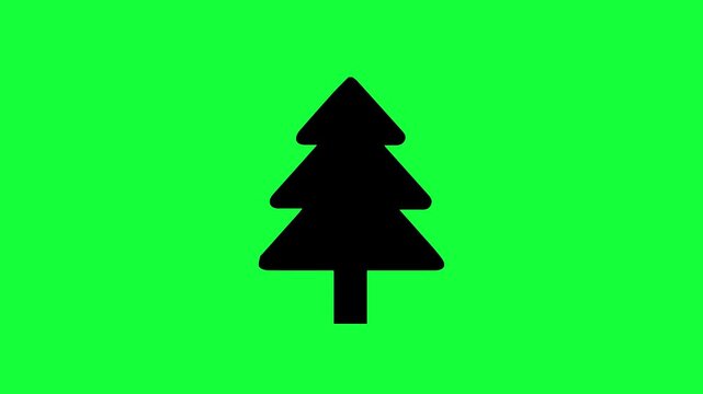 A simple green Christmas tree vector illustration with a star on top for holiday and New Year designs animation