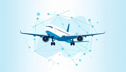 flying airplane abstract concept vector illustration