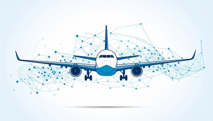 flying airplane abstract concept vector illustration