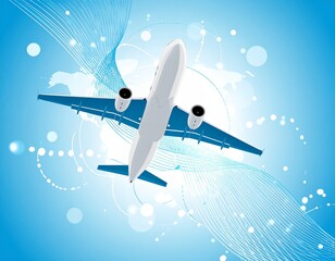 flying airplane abstract concept vector illustration