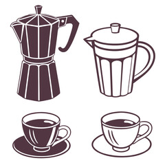 Coffee brewing and serving illustration