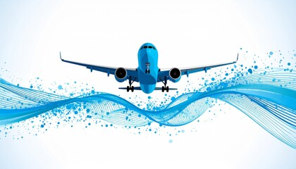 flying airplane abstract concept vector illustration