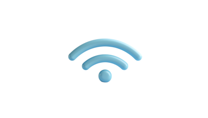 Glossy blue WiFi symbol isolated on a black backdrop