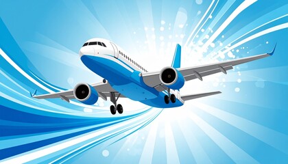 flying airplane abstract concept vector illustration