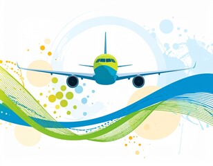 flying airplane abstract concept vector illustration