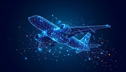 flying airplane abstract concept vector illustration