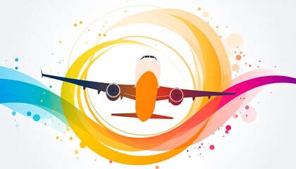 flying airplane abstract concept vector illustration