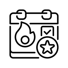 Streak Reward Line Icon, Outline Symbol for Daily Check-in, Continuous Progress, Game Incentive, User Retention, and Habit Tracking. Vector Sign Icon.
