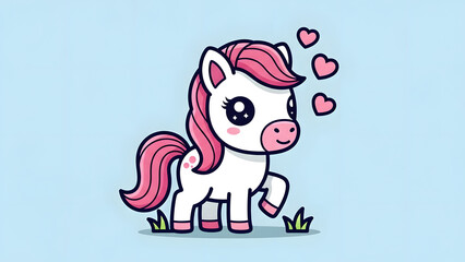 Cute small horse or pony graphic for kids