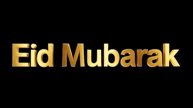 Bold 3D Golden Eid Mubarak Typography on Black