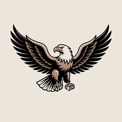 Fototapeta premium Majestic Bald Eagle with Spread Wings Vector Illustration for American Patriotism and Wildlife Design Solutions