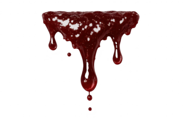 Red Fluid Dripping with transparent background, isolated dark image scene.