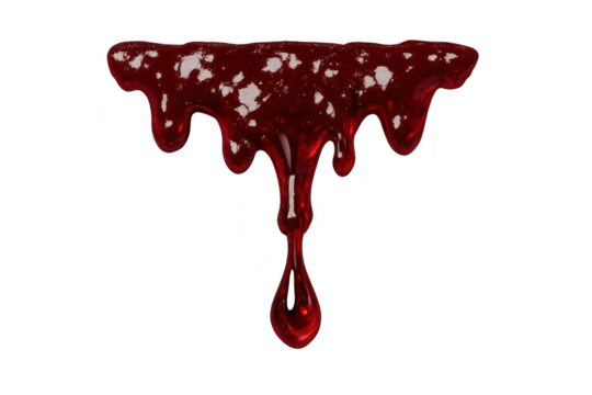 Red dripping blood on a transparent background, Halloween style item - Powered by Adobe