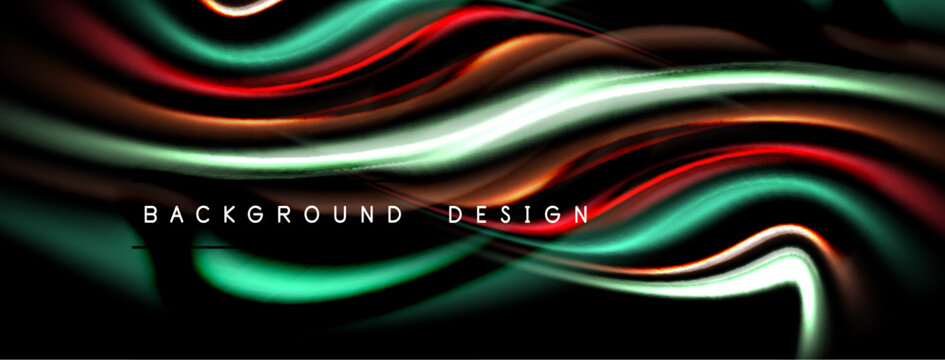 Abstract waves, vibrant colors, flowing lines. Modern design element, dark background creates dramatic effect. Perfect backdrop.