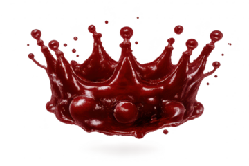 Red crown liquid splash with transparent background, render generation.