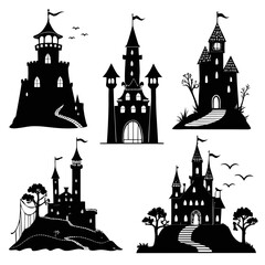 Obraz premium Collection of castle silhouettes