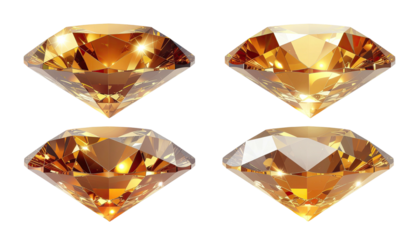 Four radiant, faceted amber gems against black backdrop